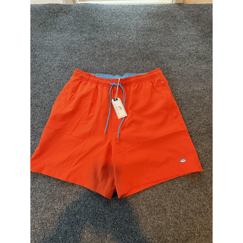 Southern Tide Shorts Mens Medium Orange Swim Trunks Lined Mesh Drawstring Beach